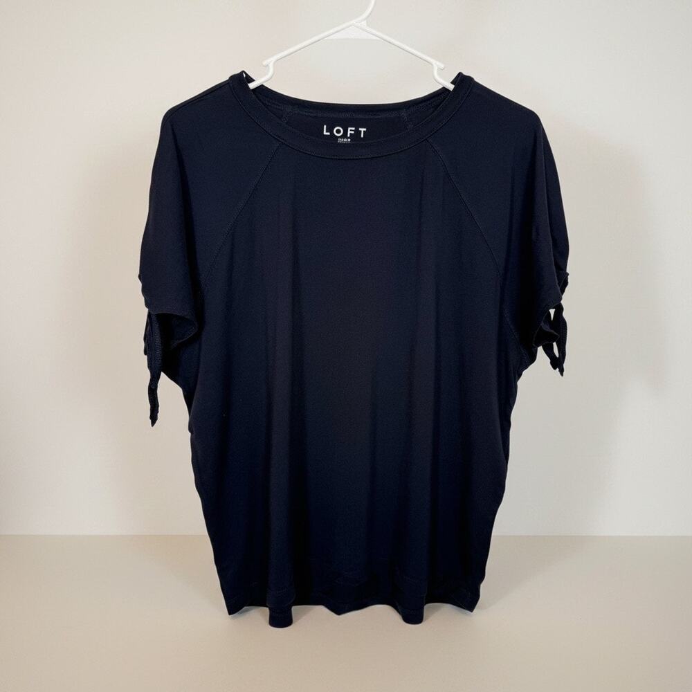LOFT Bow Sleeve Tee Shirt Navy Dolman Short Sleeve Casual Size Medium